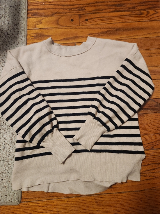 Sweaters - Striped Crewneck Sweater - Cream & Black